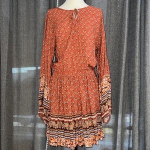 Brand new! Brand is Wild Moss. Rust copper print dress! Women XL